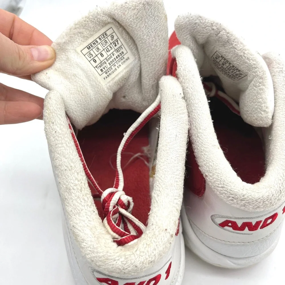 And1 Tai Chi 2002 Mens Basketball Shoes 9 White Red Sneakers‎ Athletic 20024939